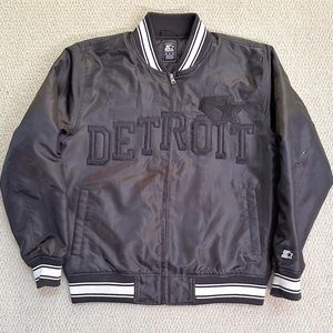 Custom Detroit Starter Brand satin black jacket zip up medium men’s